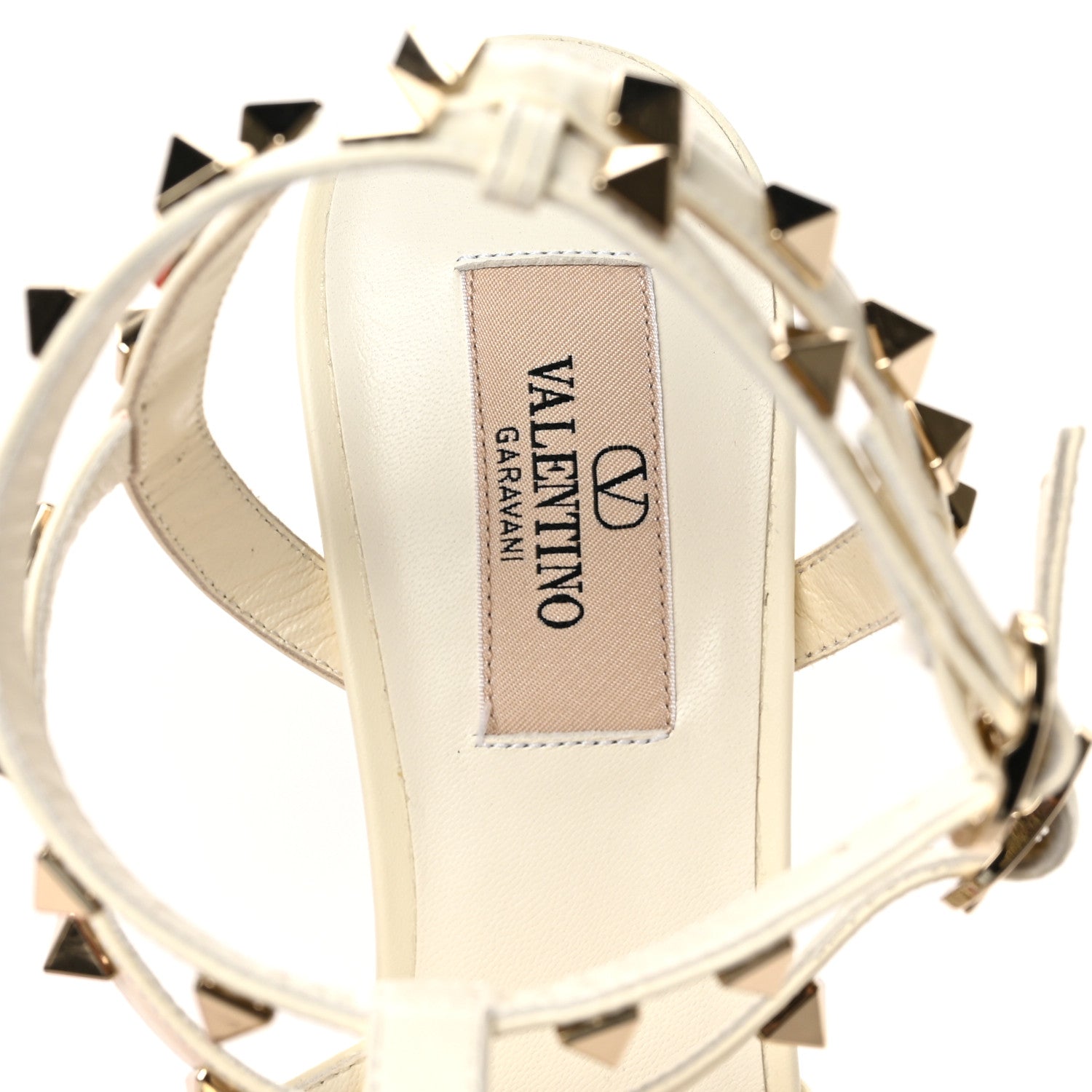 Valentino Garavani Tweed Nappa Rockstud Ankle Strap 65mm Pumps 38 Ivory Natural 7 of 9