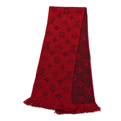 Louis Vuitton Wool Silk Logomania Scarf Rubis 2 of 5