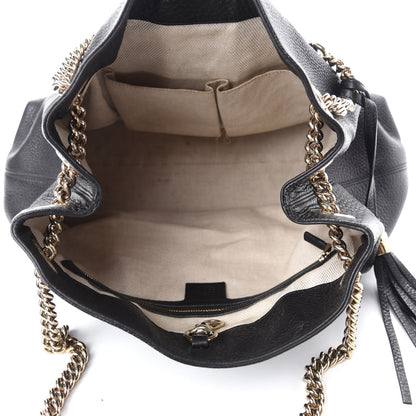 Gucci Pebbled Calfskin Medium Soho Chain Shoulder Bag Black 5 of 14