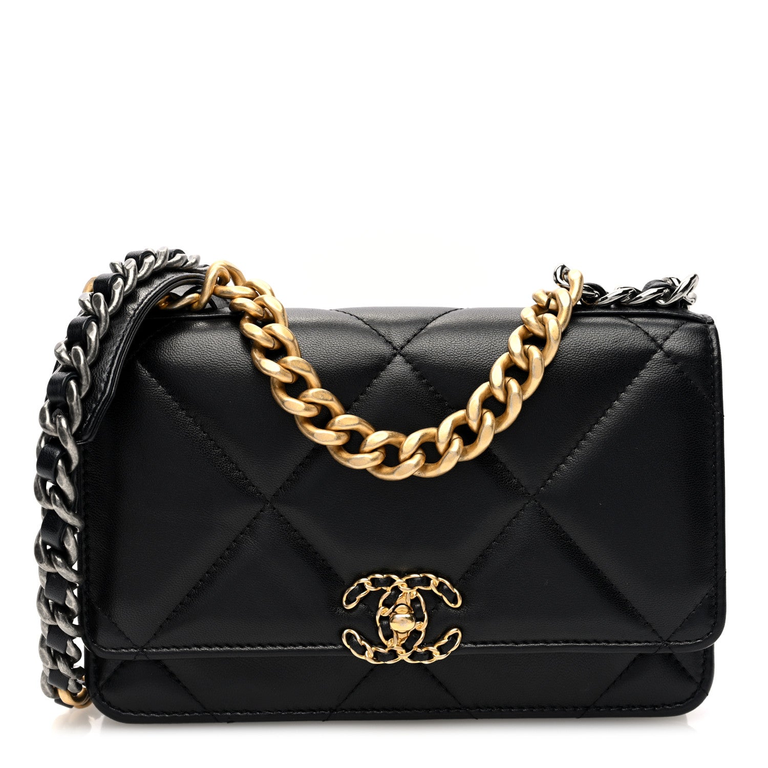 Chanel Lambskin Quilted Chanel 19 Wallet On Chain WOC Black 1 of 11