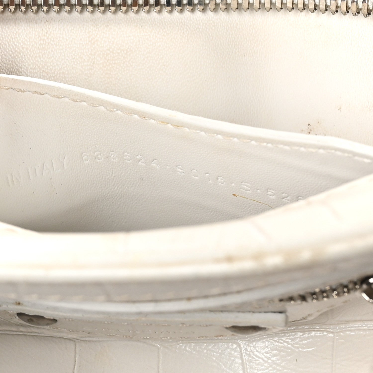 Balenciaga Semi Shiny Calfskin Crocodile Embossed Neo Classic Silver Hardware Mini City White 7 of 12