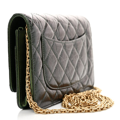 Chanel Metallic Aged Calfskin Quilted 2.55 Reissue Wallet on Chain WOC Green 3 of 11