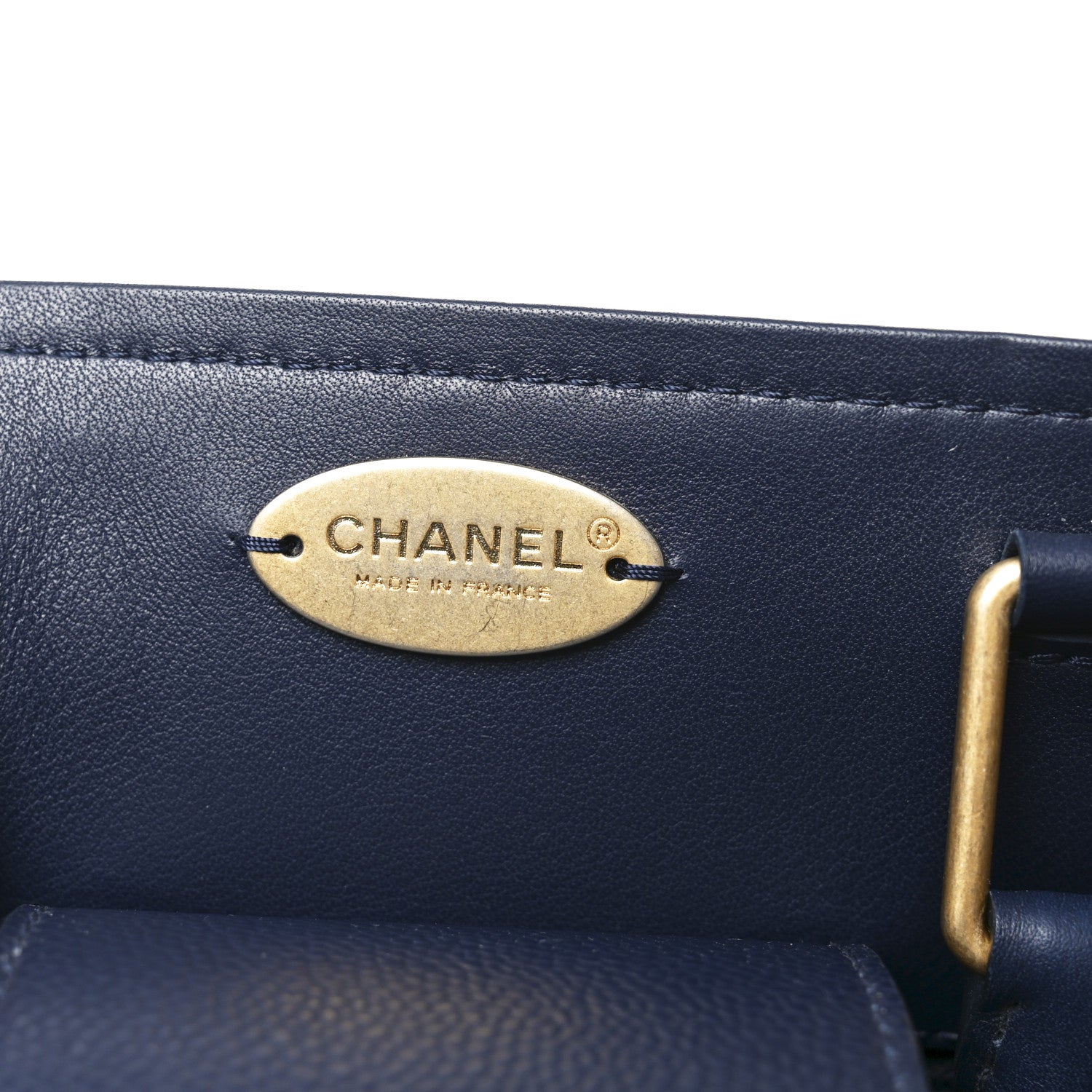 Chanel Bullskin Stitched Bi-Color Large Shopping Tote Blue 6 of 10