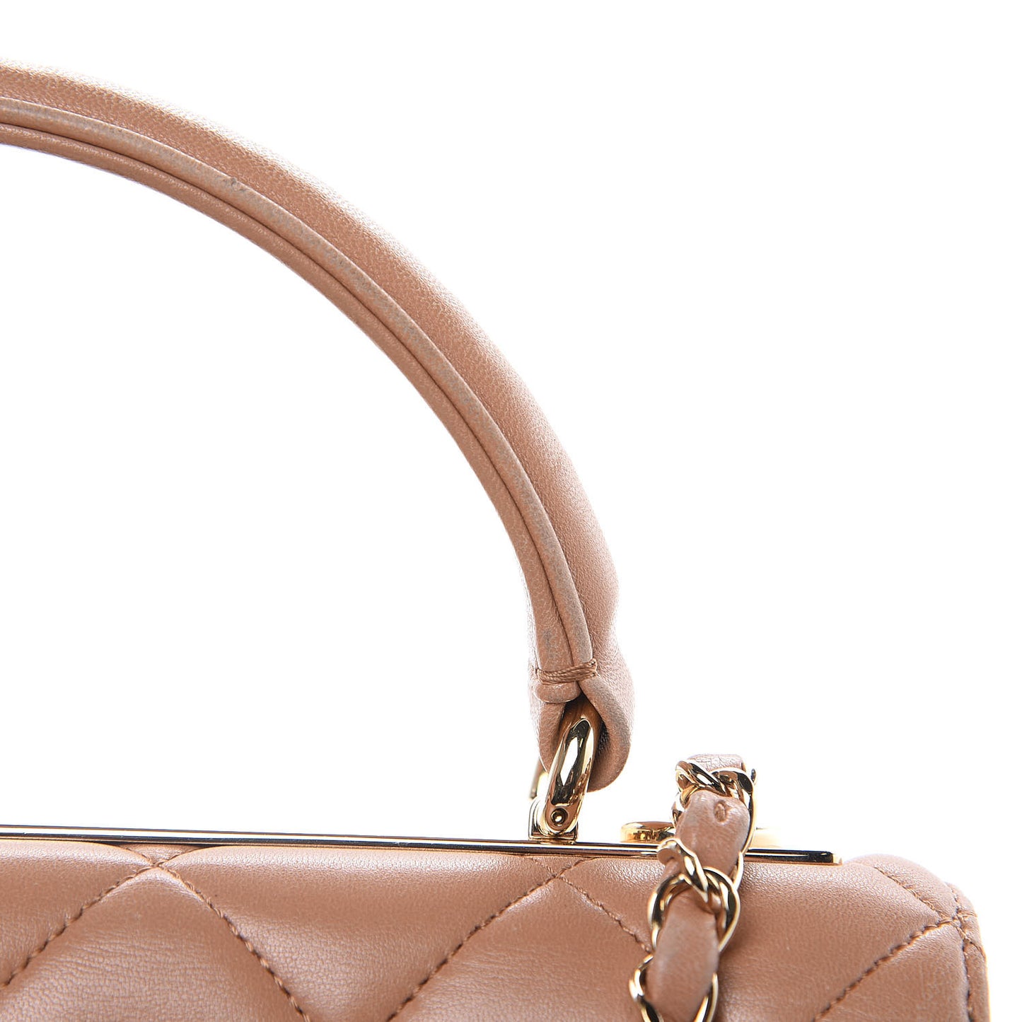 Lambskin Quilted Small Trendy CC Flap Dual Handle Bag Camel