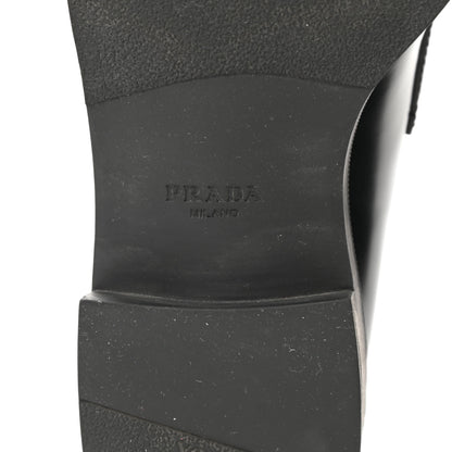 Prada Spazzolato Metal Triangle Logo 50mm Loafers 37.5 Black 6 of 9