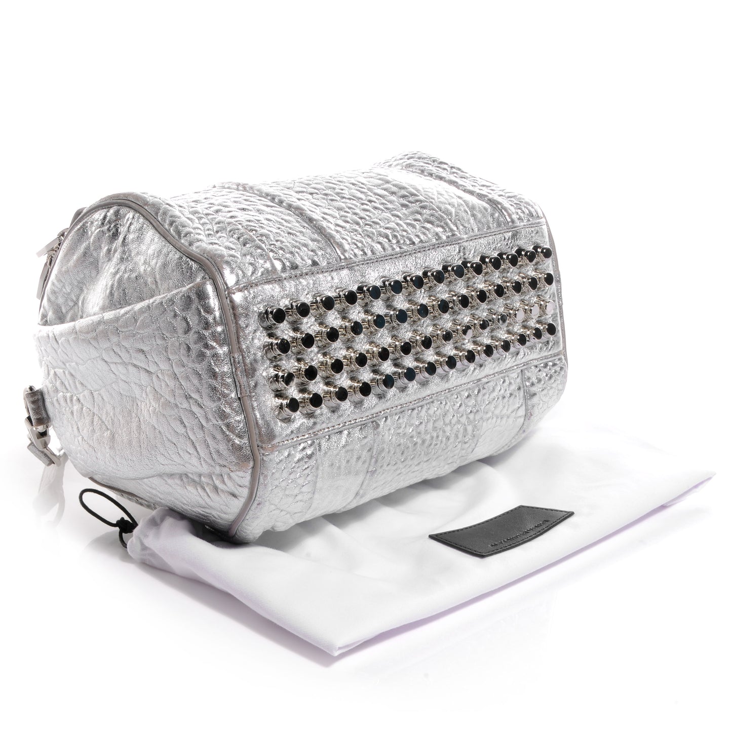 Pebbled Leather Rockie Rhodium Silver Hardware