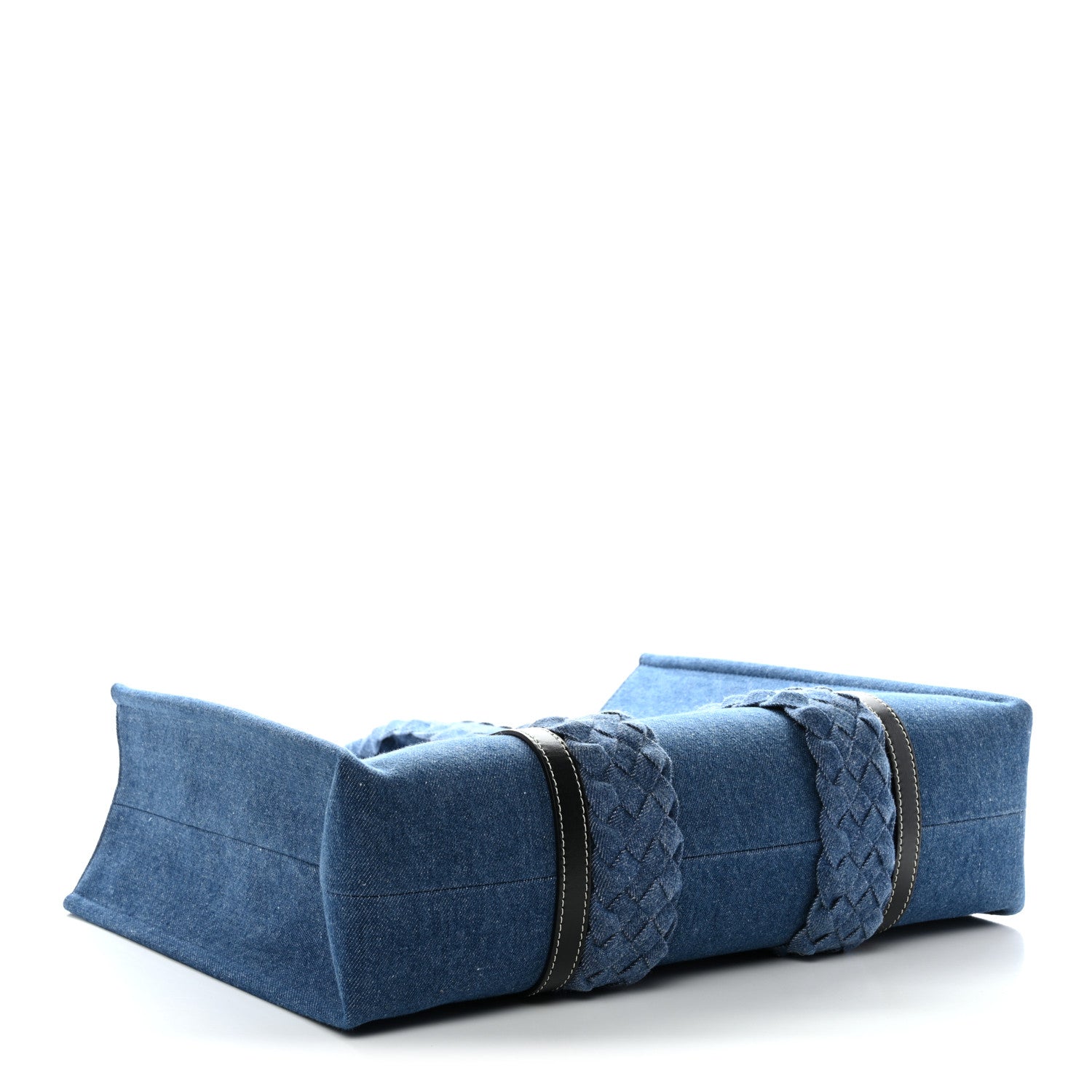Chloe Denim Calfskin Large Braided Woody Ribbon Tote  Blue 4 of 10