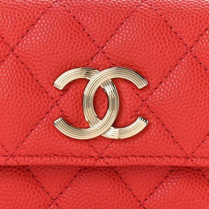 Chanel Caviar Check Flag Quilted Flap Card Holder Wallet Red 10 of 10