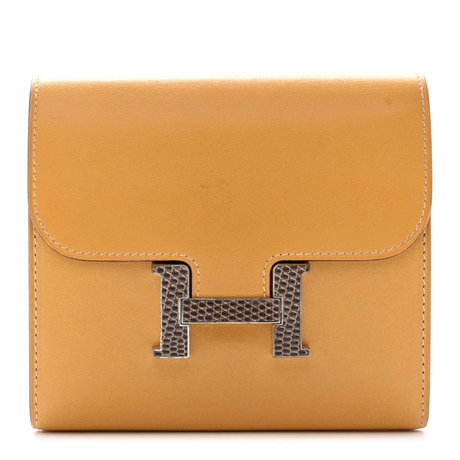 Hermes Tadelakt Lizard Constance Short Wallet Paille Ficelle 1 of 13