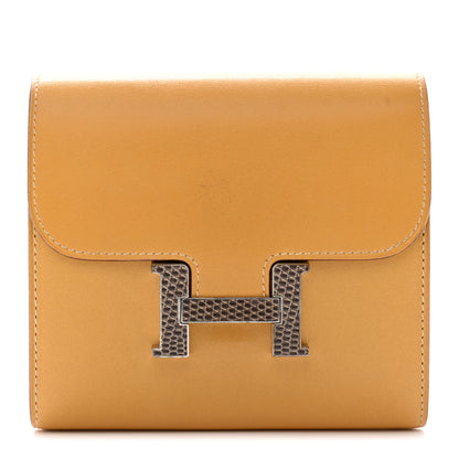 Hermes Tadelakt Lizard Constance Short Wallet Paille Ficelle 1 of 13