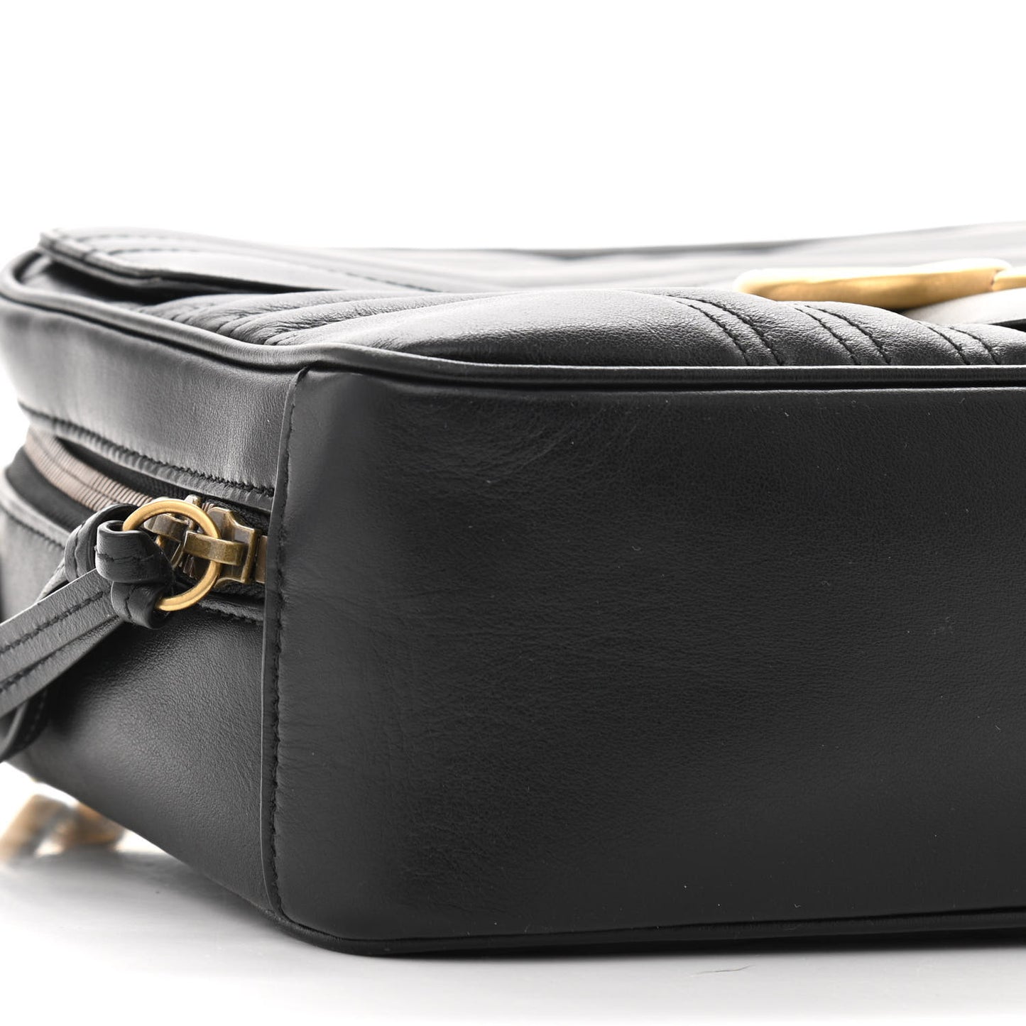 Calfskin Matelasse Sylvie Web Small GG Marmont Top Handle Shoulder Bag Black