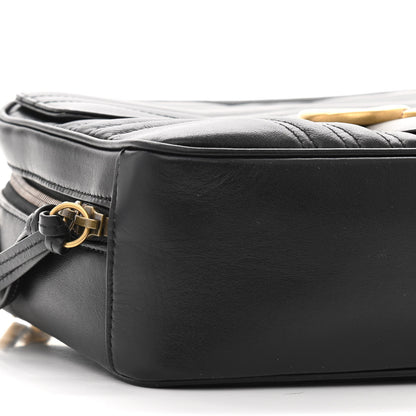 Gucci Calfskin Matelasse Sylvie Web Small GG Marmont Top Handle Shoulder Bag Black 9 of 16