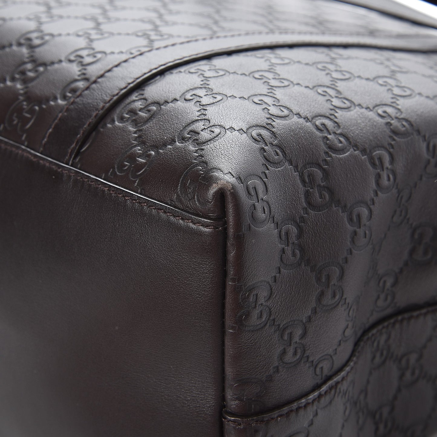 Guccissima Large GG Charm Convertible Dome Satchel Dark Brown