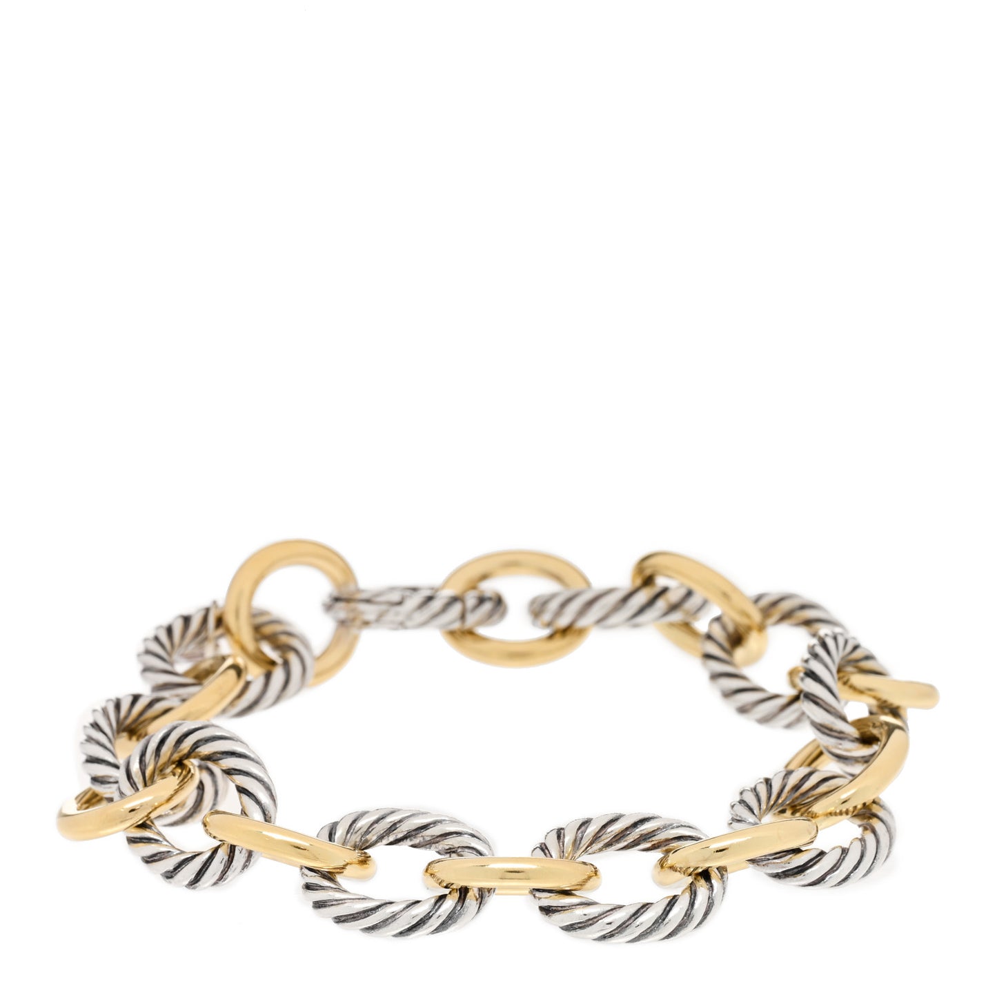 Sterling Silver 18K Yellow Gold 12mm Large Oval Link Bracelet
