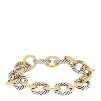 David Yurman Sterling Silver 18K Yellow Gold 12mm Large Oval Link Bracelet 1 of 3
