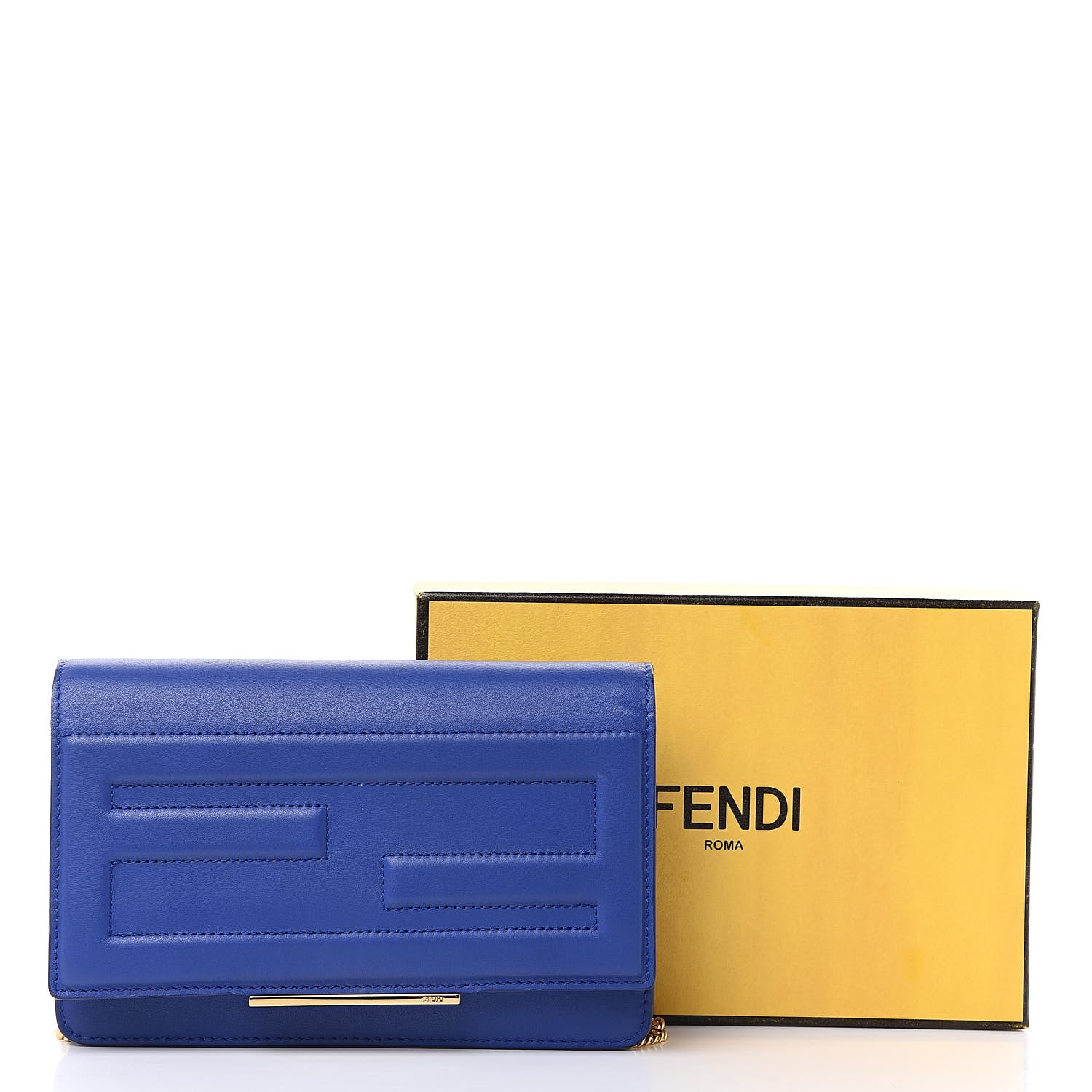 Fendi Vitello Flamingo Tube Wallet on Chain Blue Neon 11 of 11
