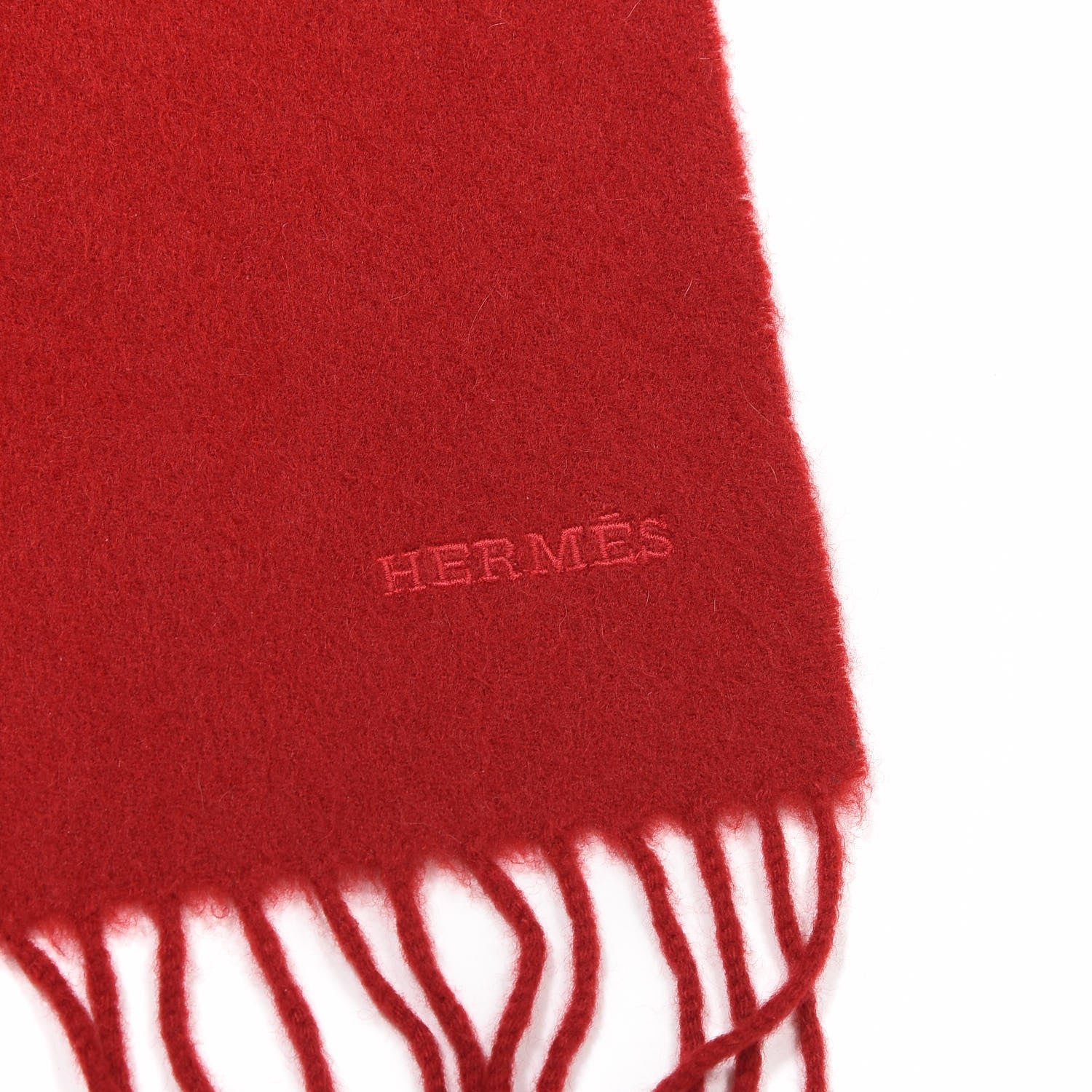 Hermes Cashmere Fringe Scarf Red 3 of 4
