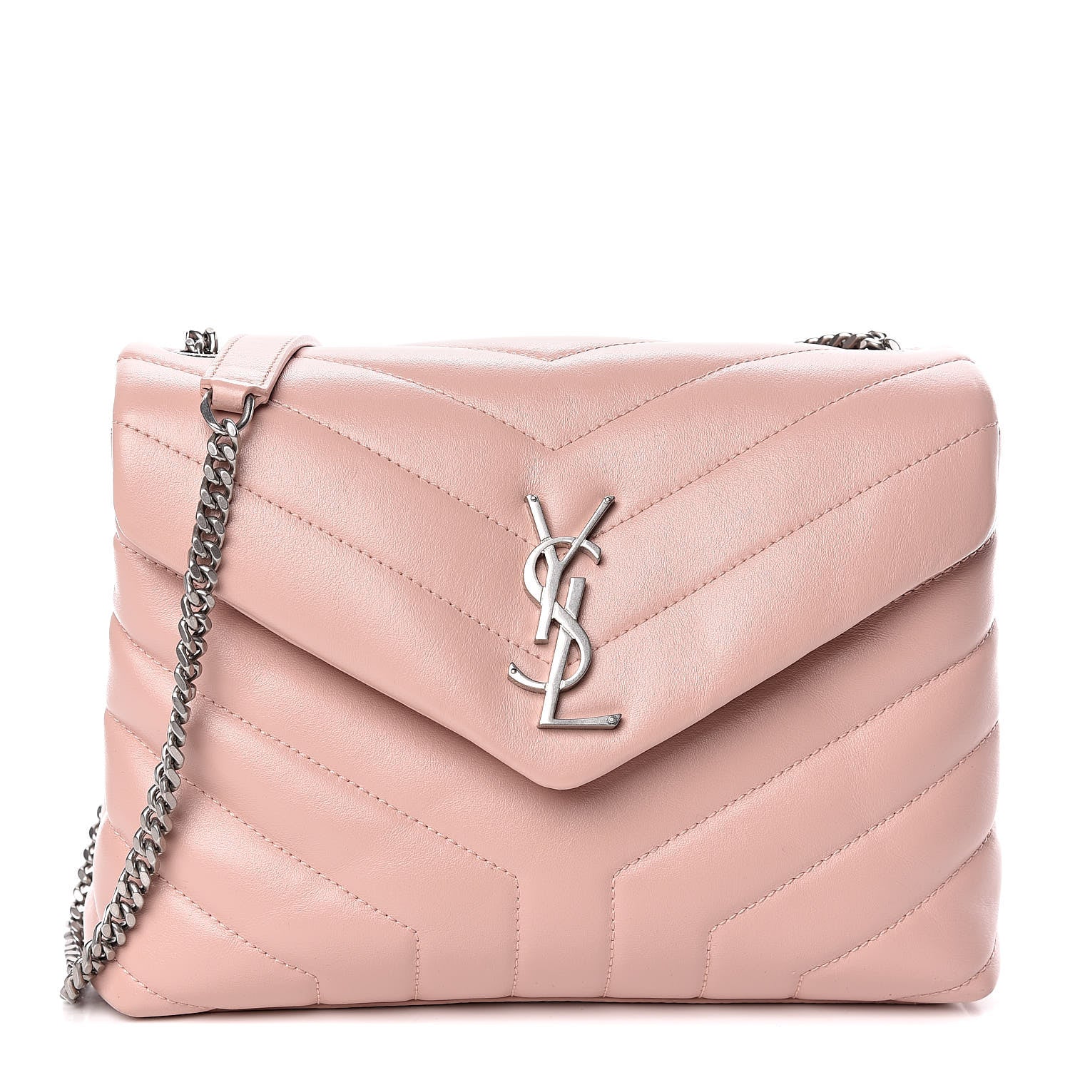 Saint Laurent Calfskin Y Quilted Monogram Small Loulou Chain Satchel Rose Antic 1 of 10