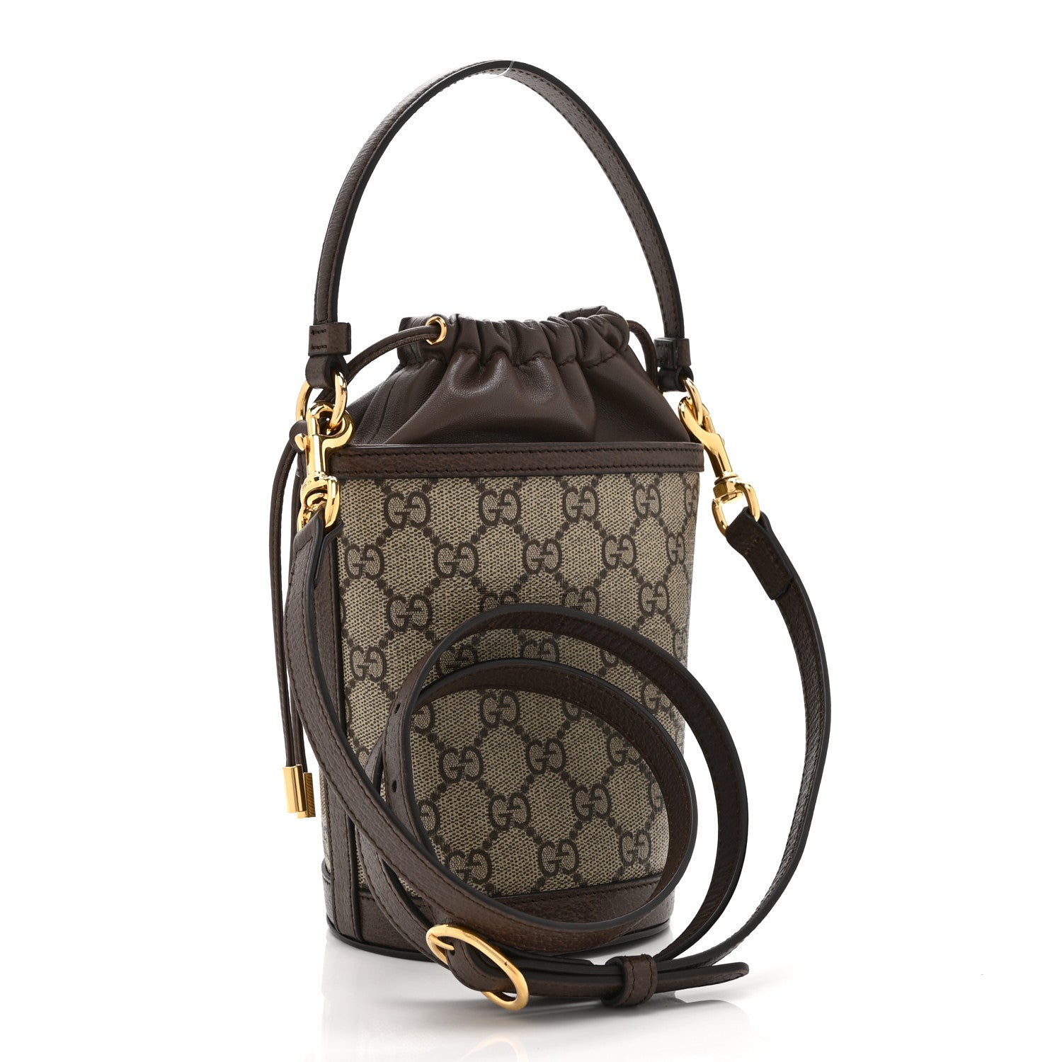 Gucci GG Supreme Monogram Ophidia Mini Bucket Bag Beige Ebony 3 of 10