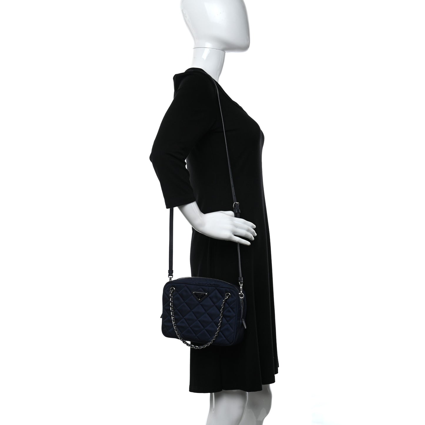 Nylon Tessuto Impuntu Quilted Crossbody Bag Baltico