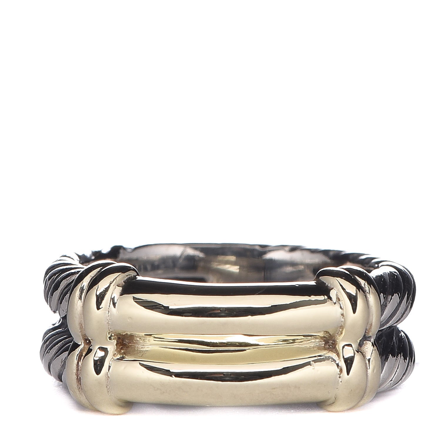 David Yurman Sterling Silver 14K Yellow Gold Cable Band Ring 50 5.25 1 of 6