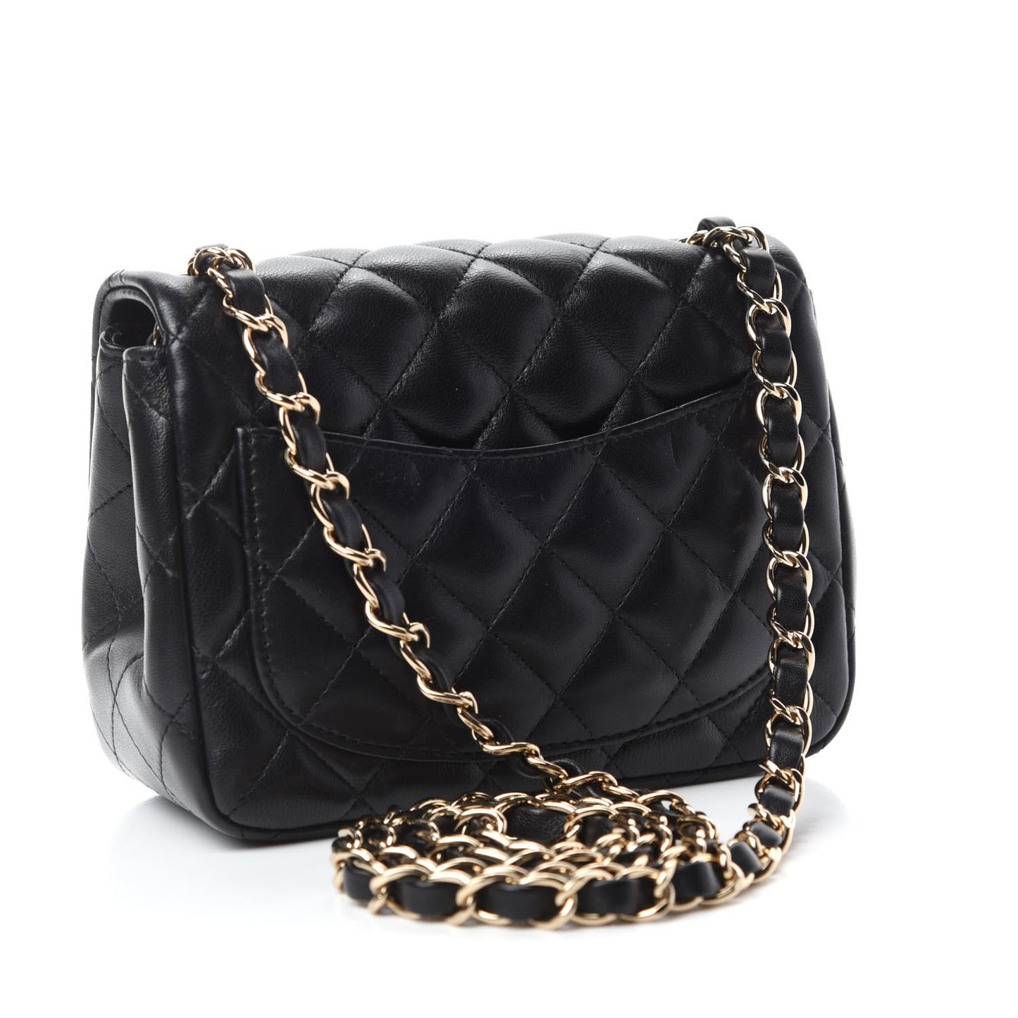 Lambskin Quilted Mini Square Flap Black