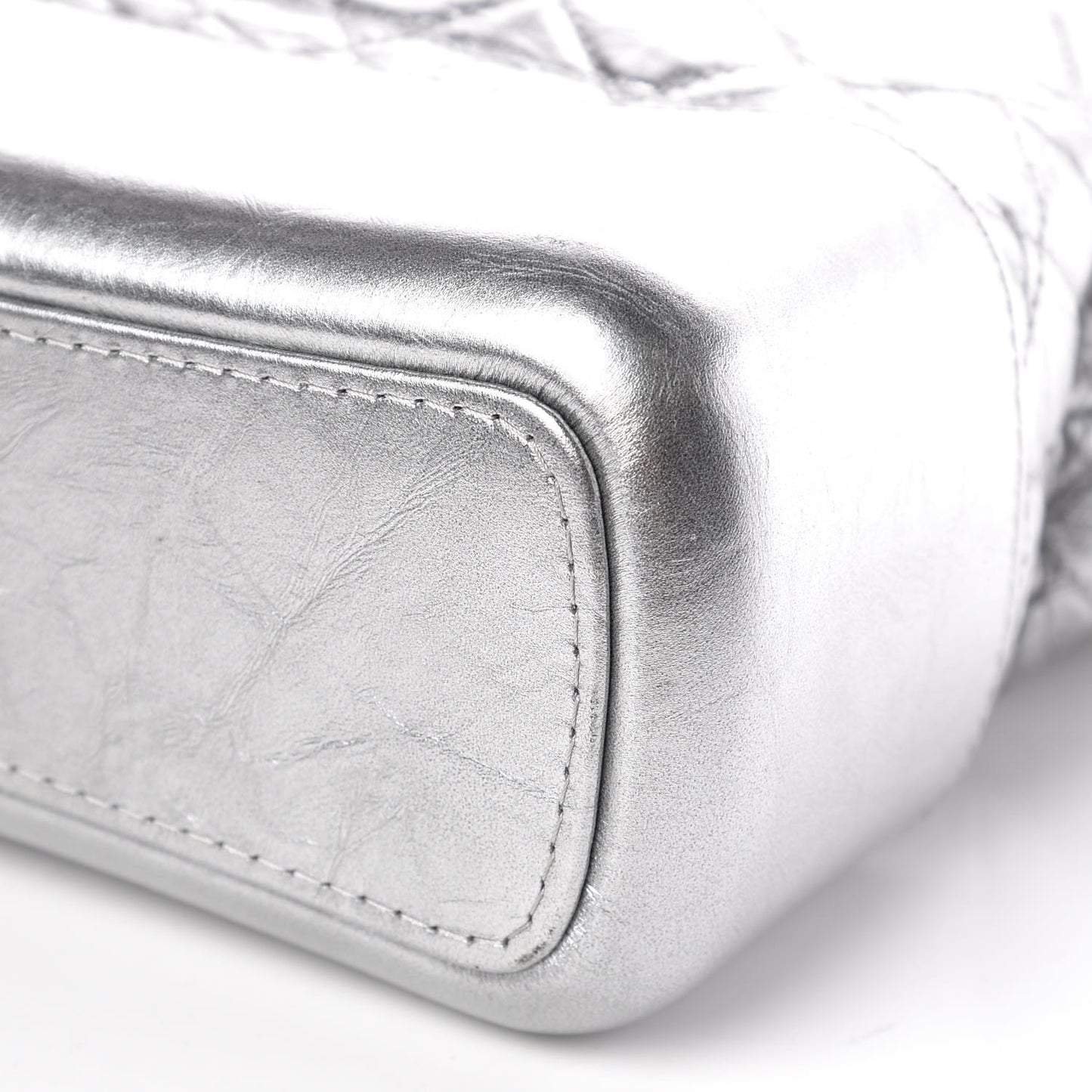Metallic Lambskin Calfskin Quilted Medium Gabrielle Hobo Silver