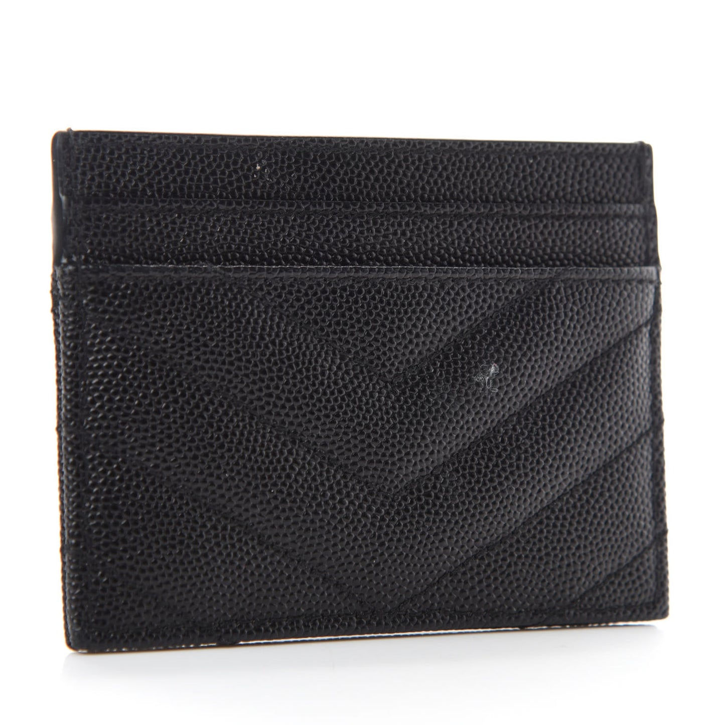 Grain De Poudre Matelasse Chevron Monogram Credit Card Case Black