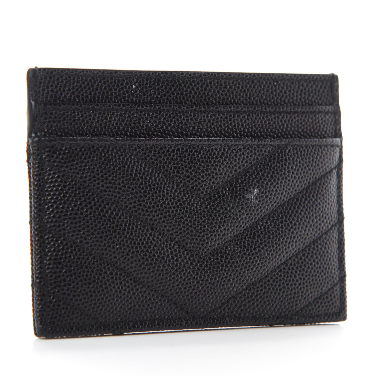 Saint Laurent Grain De Poudre Matelasse Chevron Monogram Credit Card Case Black 3 of 8
