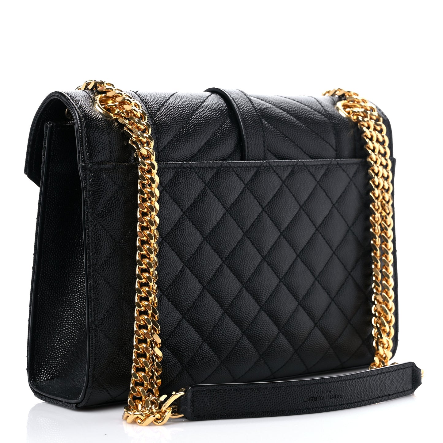 Grain De Poudre Textured Mixed Matelasse Triquilt Medium Monogram Satchel Black