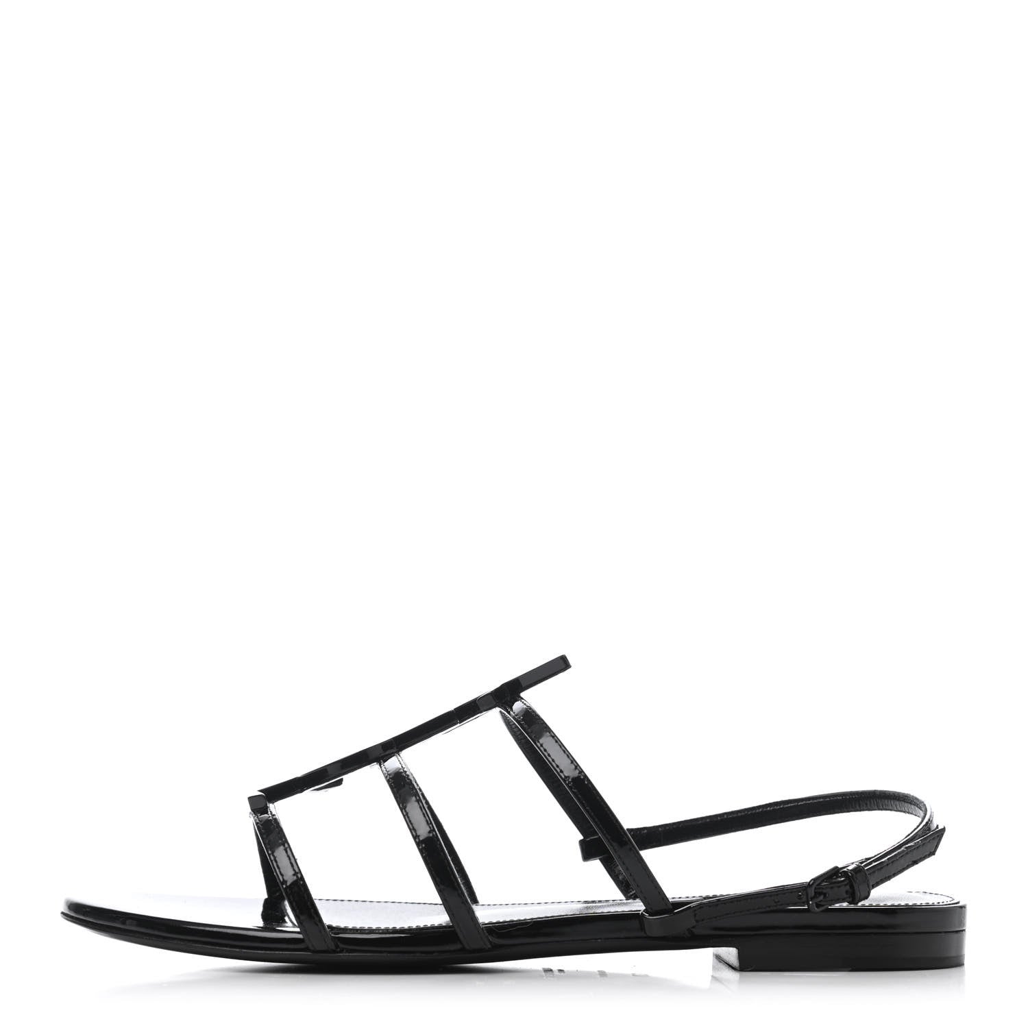 Saint Laurent Patent Calfskin Cassandra Monogram Sandals 37 Black 1 of 4