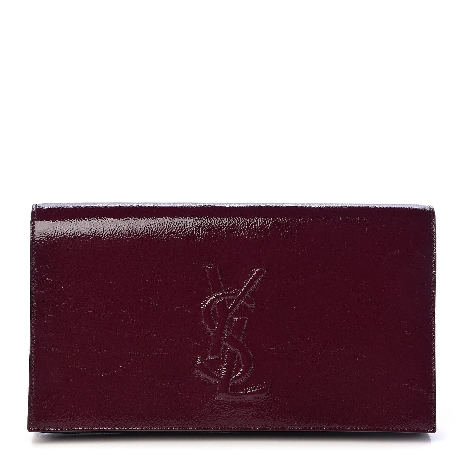Saint Laurent Textured Patent Monogram Large Belle De Jour Clutch Purple 1 of 9
