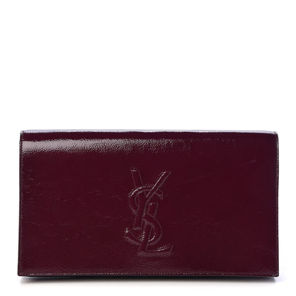 Saint Laurent Textured Patent Monogram Large Belle De Jour Clutch Purple 1 of 9