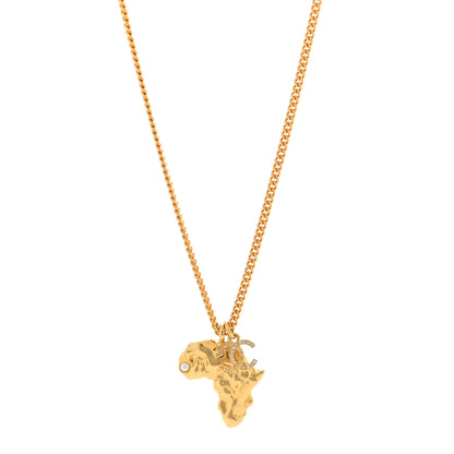 Chanel Crystal Pearl CC Africa Pendant Necklace Gold White 1 of 5