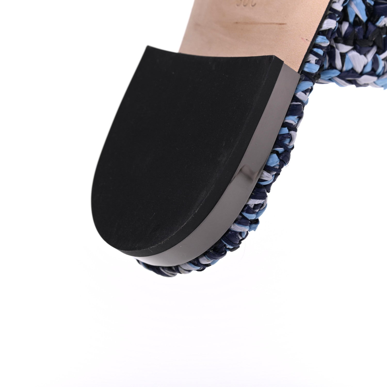 Chanel Lambskin Raffia Chain Flat Sandals 36 Blue Black 12 of 13