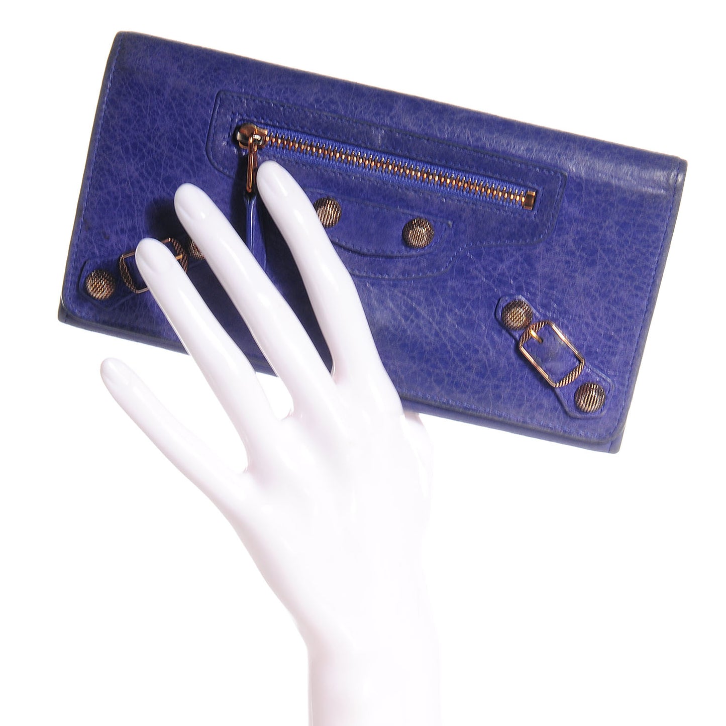 Agneau Giant 12 Rose Gold Hardware Money Wallet Bleu Lavande