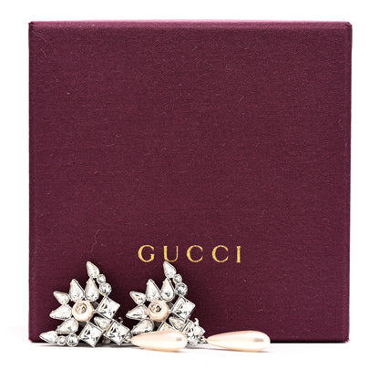 Gucci Crystal Pearl Interlocking G Drop Clip On Earrings 5 of 5