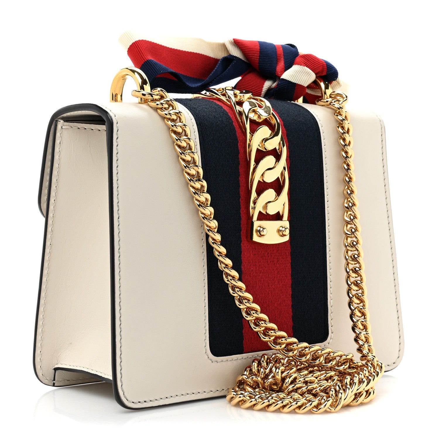 Gucci Calfskin Mini Sylvie Chain Shoulder Bag White 3 of 17
