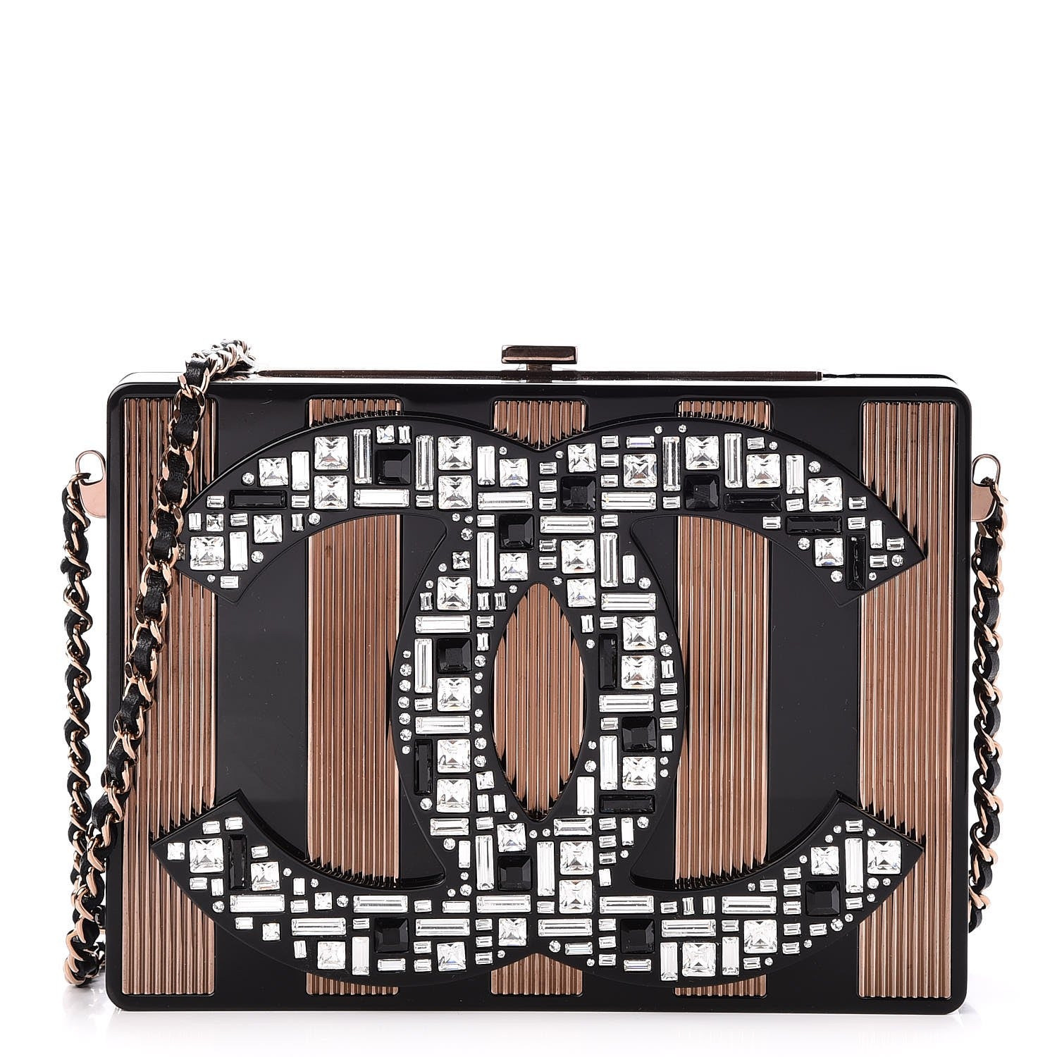 Chanel Plexiglass Crystal CC Minaudiere Clutch Black Copper 1 of 9
