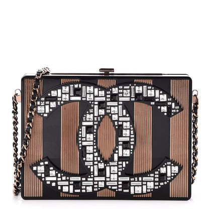 Chanel Plexiglass Crystal CC Minaudiere Clutch Black Copper 1 of 9