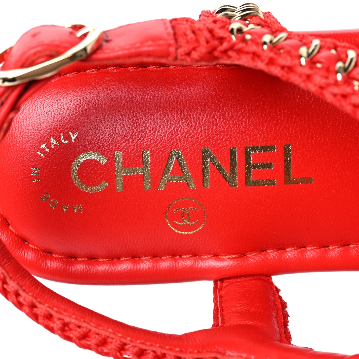 Lambskin Embroidered CC Thong Sandals 36.5 Red