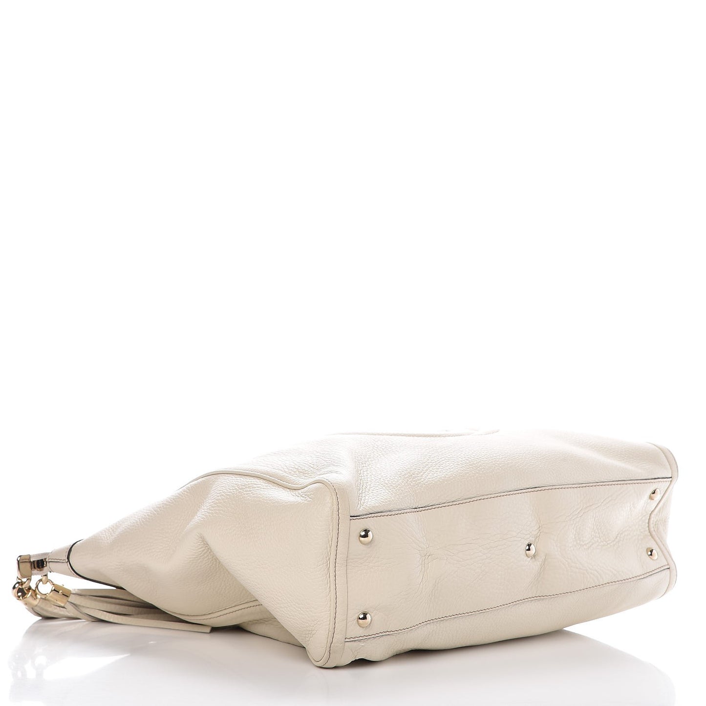 Pebbled Calfskin Large Soho Top Handle Bag Off White