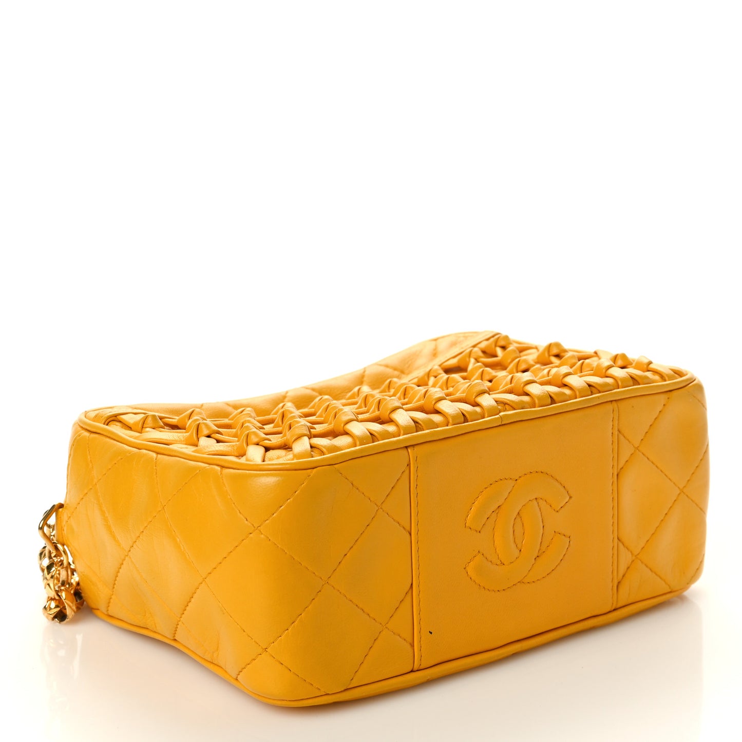 Lambskin Quilted Knot Camera Case Yellow