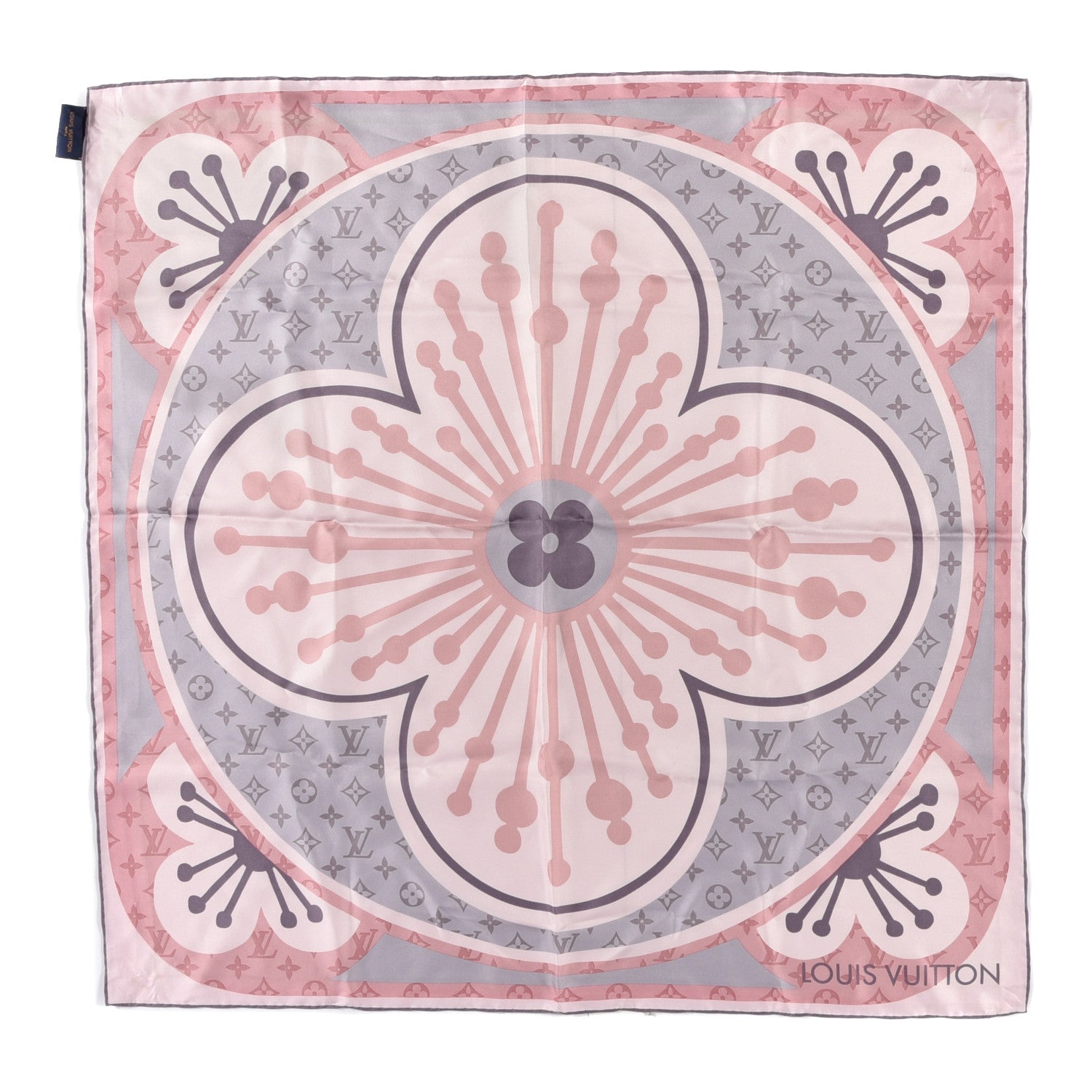 Louis Vuitton Silk Monogram Floral Scarf Pink 1 of 4
