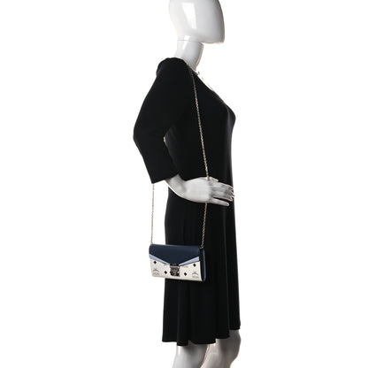 MCM Calfskin Visetos Monogram Millie Color Block Crossbody Bag White Mood Indigo 2 of 10