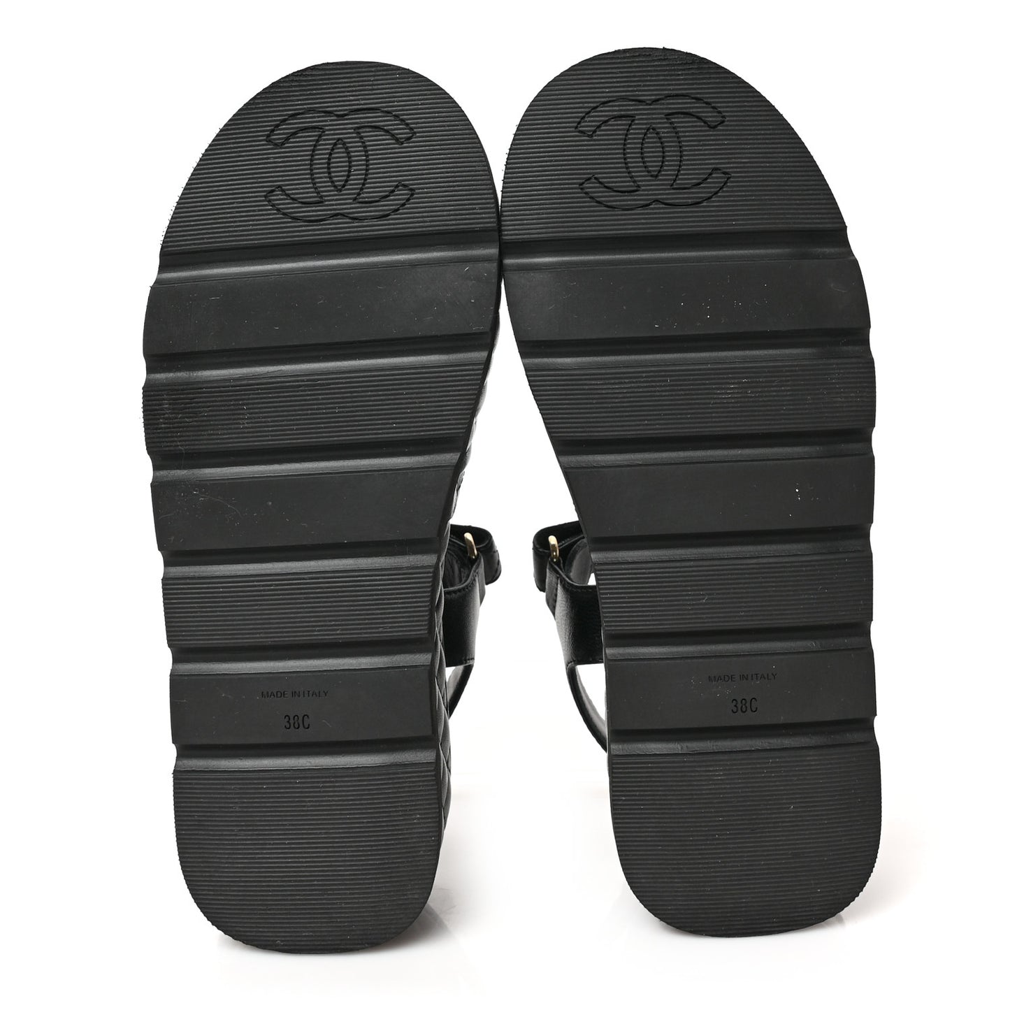 Lambskin Quilted Platform Sandals 38 Black