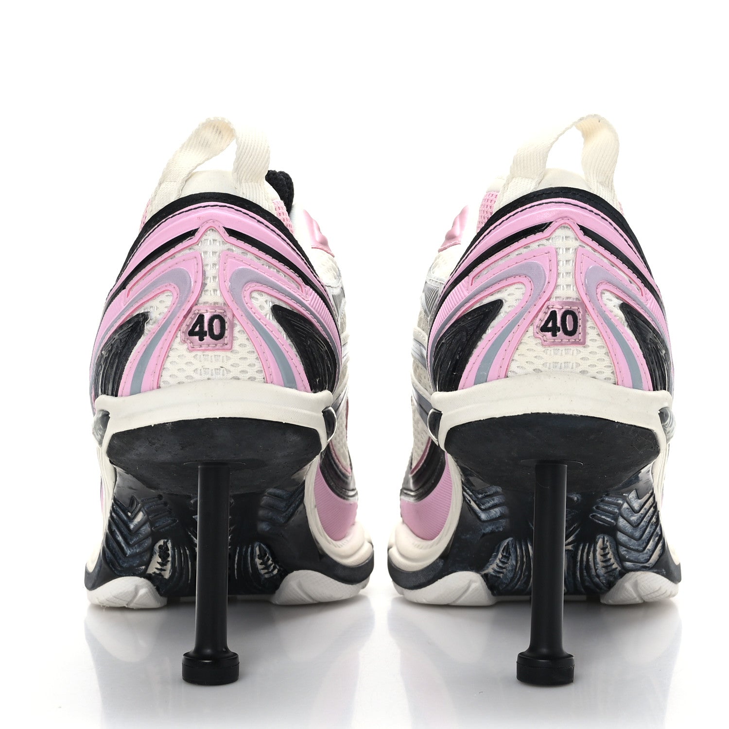 Balenciaga Mesh Rubber Womens X-Pander Heel Trainer Sneakers 40 White Pink Grey 5 of 7
