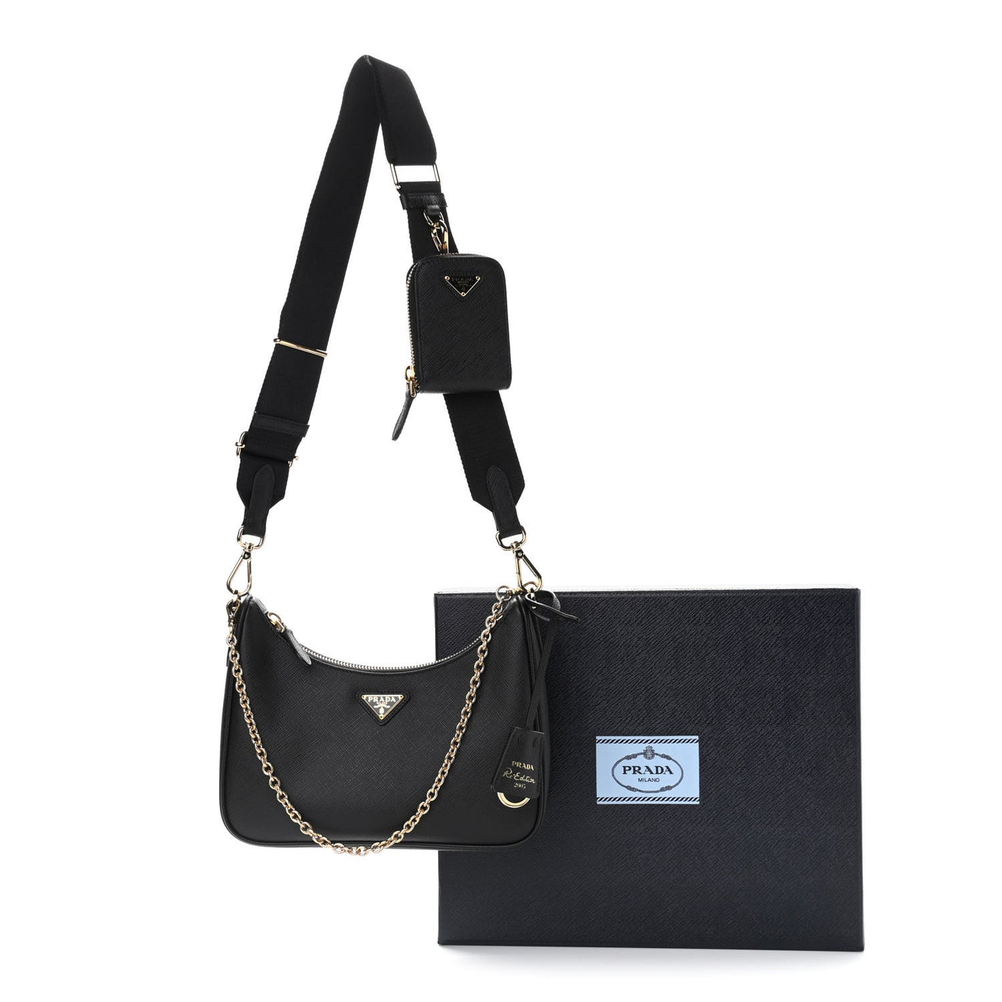 Saffiano Lux Re-Edition 2005 Shoulder Bag Black