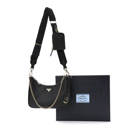 Prada Saffiano Lux Re-Edition 2005 Shoulder Bag Black 12 of 12