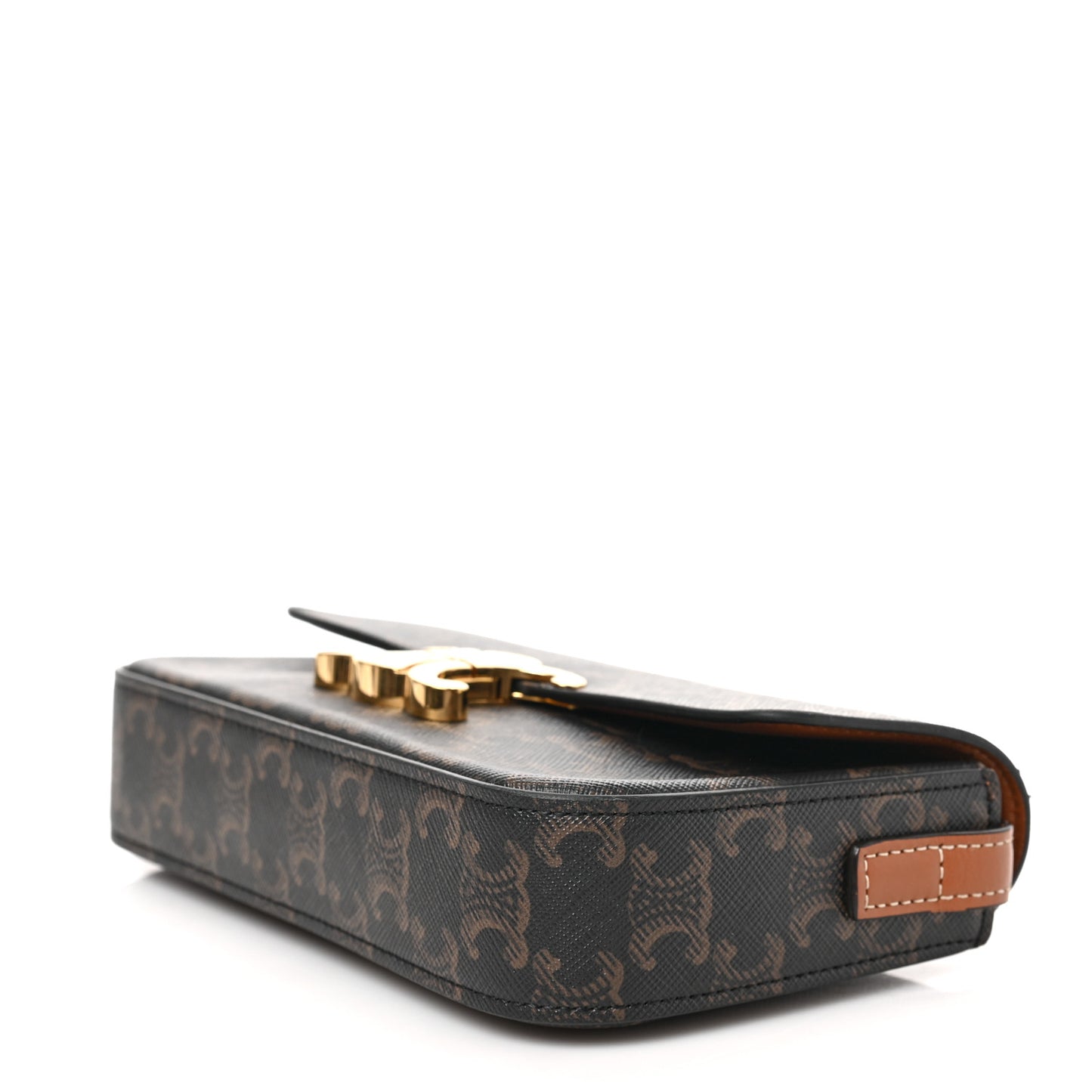 Canvas Calfskin Triomphe Shoulder Bag Tan